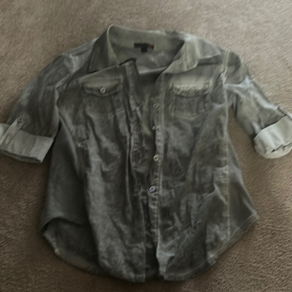 Guess Olive Green Button-Up Shirt